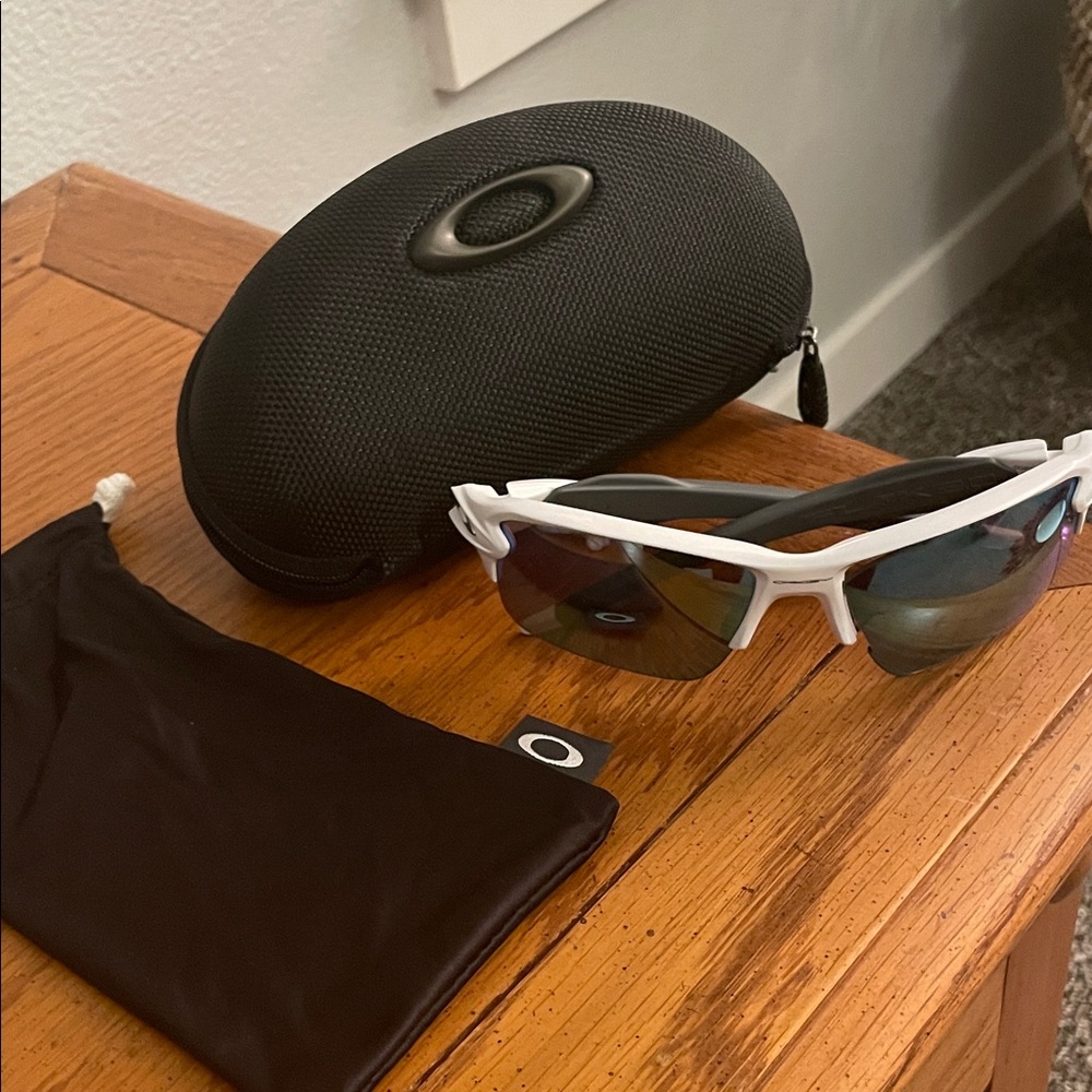 Oakley White and Black Sunglasses with Case